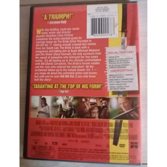 Kill Bill Volume 2 Quentin Tarantino Uma Thurman Action DVD VGUC - Picture 3 of 3